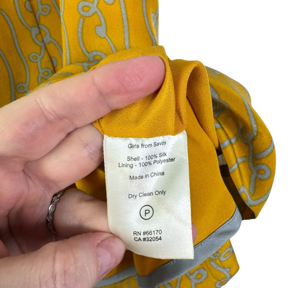 Anthropologie Girls from Savoy Take Action Mini Dress 2 Gold Yellow 100% Silk - Picture 8 of 16